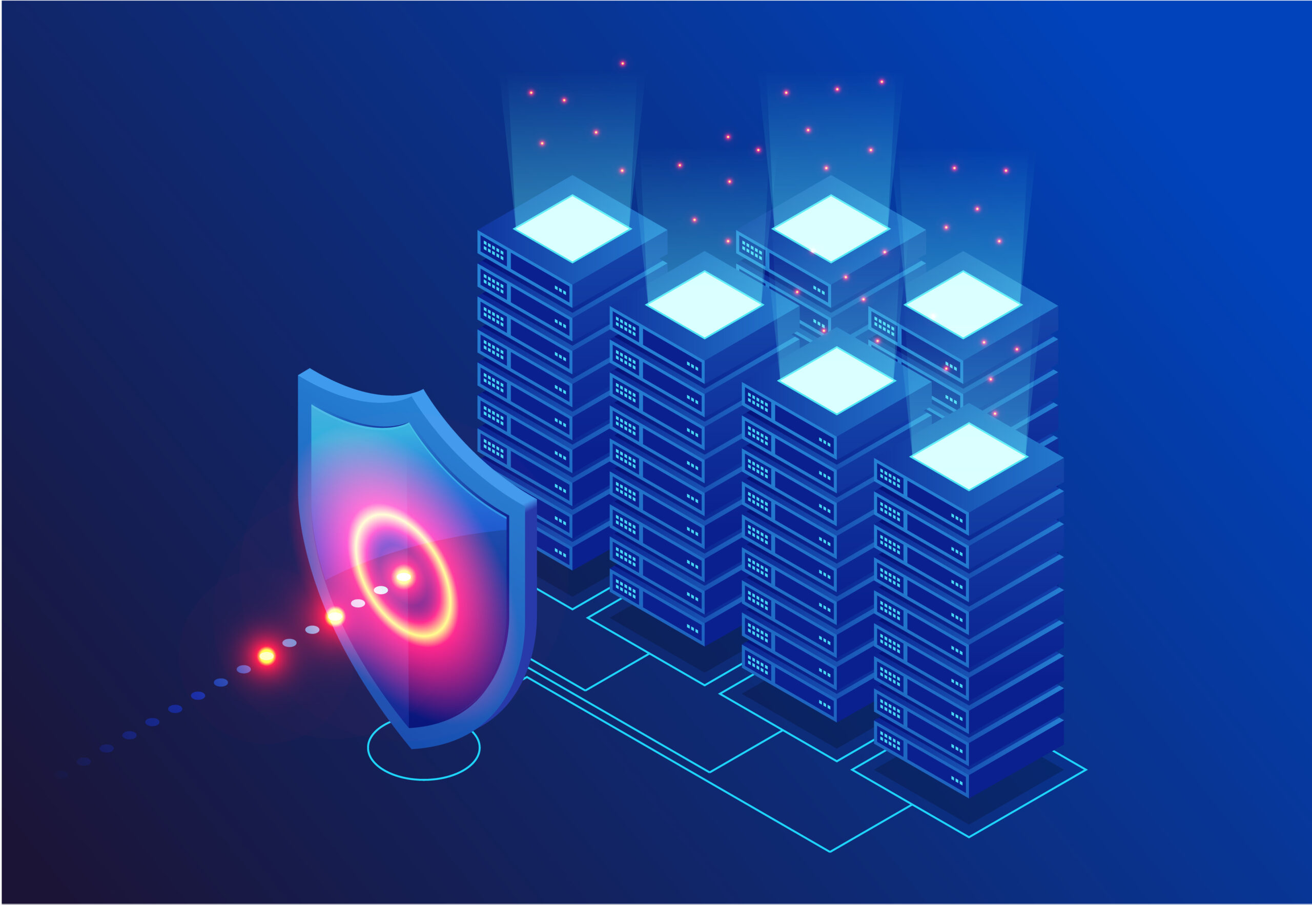 Isometric Protection network security and protect your data concept